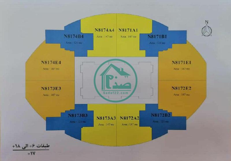 نقشه برج های چهارگانه نیرو زمینی پهنه C شهرک چیتگر ارتش